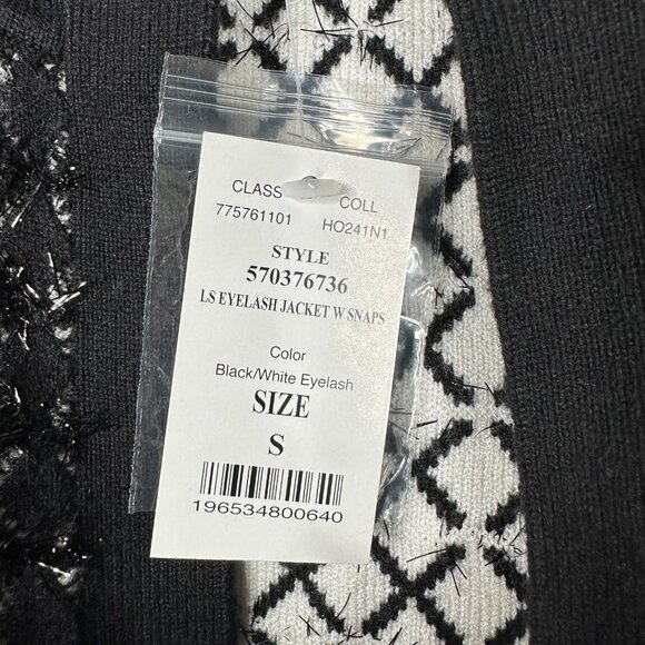 NWT White House Black Market Long Sleeve Eyelash Jacket w Snap Small #WHBM7 - Picture 7 of 10